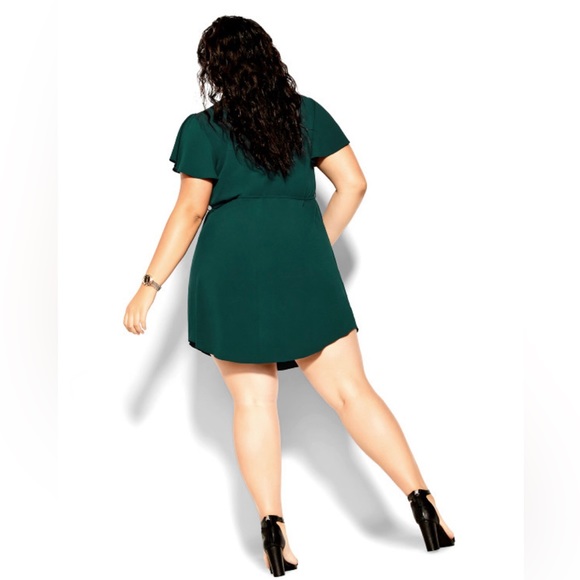 NEW City Chic Dress Sweet Fling Green TShirt Mini Dress XL 22 Flutter Sleeves - Picture 10 of 10